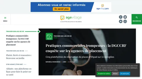 Capture du site AgeVillage