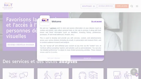 Capture du site Association Valentin Haüy