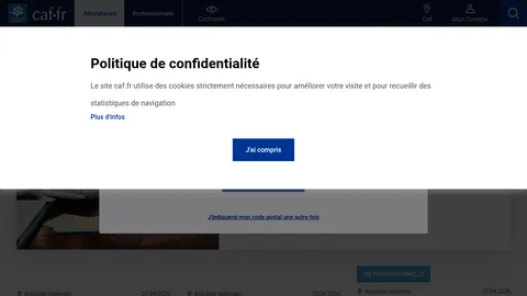 Capture du site CAF