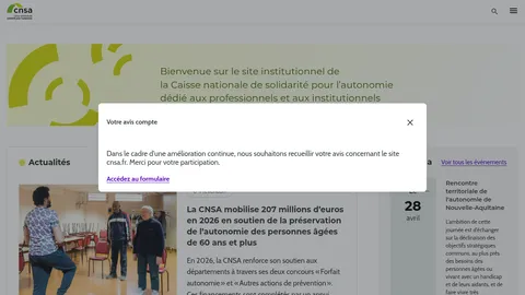Capture d'écran du site de la CNSA