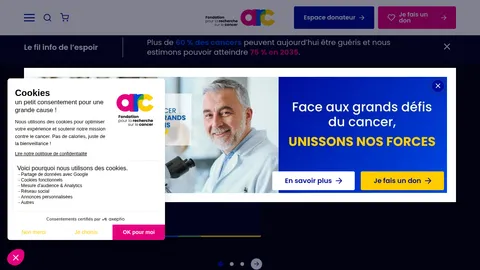 Capture du site Fondation ARC