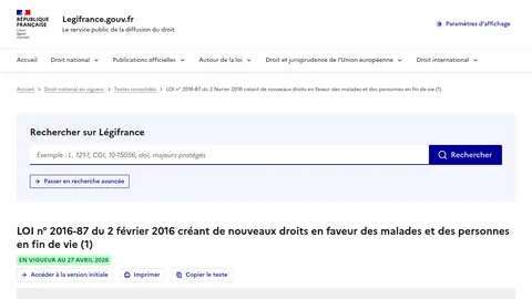 Capture LegiFrance Loi Claeys-Leonetti