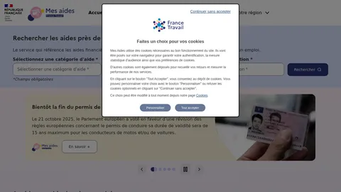 Capture du site Mes Aides